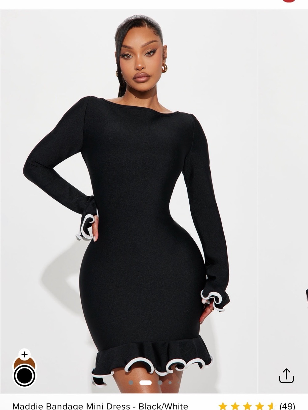 Fashion Nova Black Mini Dress with White Trim